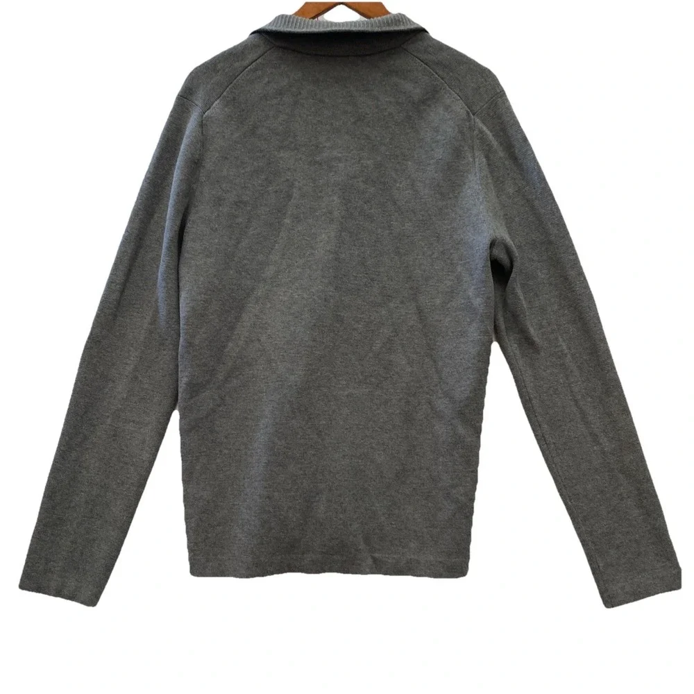 Banana Republic Gray Wool Cotton Mens 1/4 Zip Sweater Size Large Pullover‎ L New